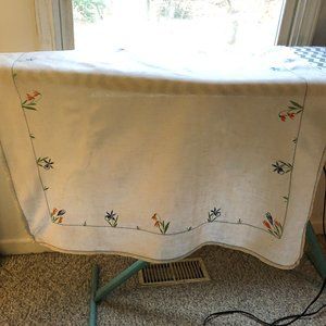 Antique embroidered square tablecloth